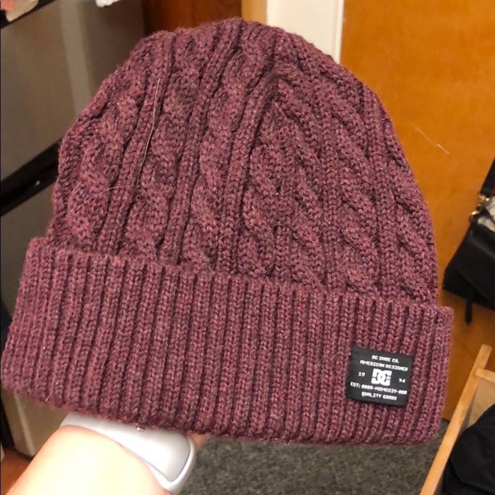 Maroon knitted beanie